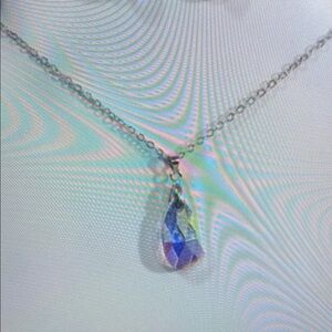 Elegant Silver and Blue Teardrop Necklace